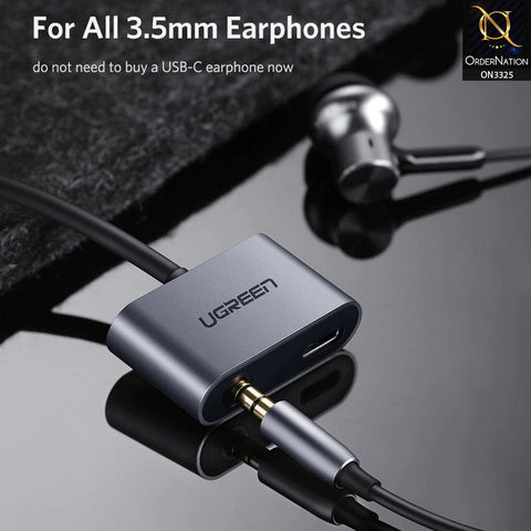 Type-C Adapter - Gray - UGREEN CM193/ Usb Type-C To 3.5mm Audio Adapter with Power Supply