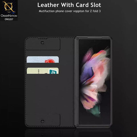 Samsung Galaxy Z Fold 4 5G Cover - Green - GKK Removable S Pen Holder Flip Stand Folding Cover With Card Slot - (S Pen Not Included)