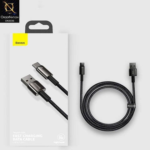 Baseus 66W USB To Type-C Fast Charging Cable 5A 2 Meter - Black