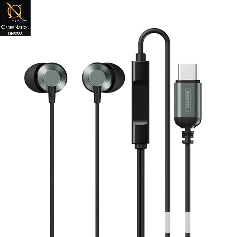 Tarnish Green - Remax Rm-512a Wired In-Ear Handfree With Mic Type-C Audio Stereo
