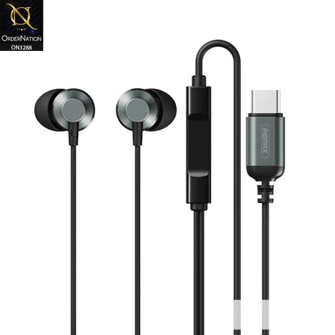 Tarnish Green - Remax Rm-512a Wired In-Ear Handfree With Mic Type-C Audio Stereo