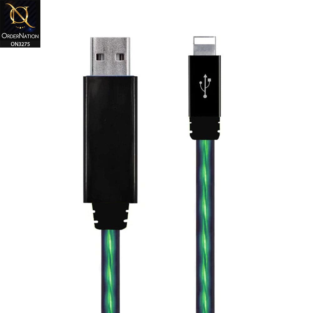 Green - 1 Meter - Floating LED Light Sync Cable USB & Charging Lightning Cable
