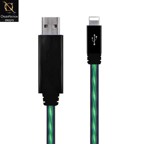 Green - 1 Meter - Floating LED Light Sync Cable USB & Charging Lightning Cable
