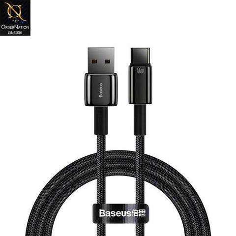 Baseus 66W USB To Type-C Fast Charging Cable 5A 2 Meter - Black