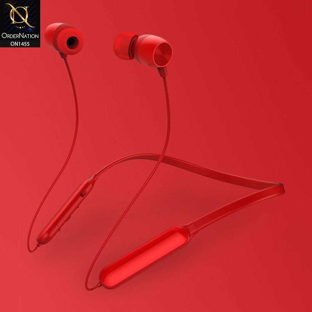 Red - Remax RB-S17 In-ear Magnetic Sport Bluetooth Neckband Earphone