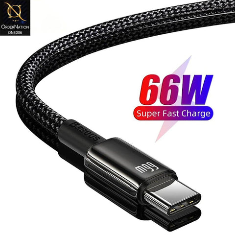 Baseus 66W USB To Type-C Fast Charging Cable 5A 2 Meter - Black