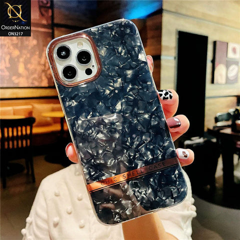 iPhone 13 Pro Max Cover - Black - Design 2 - Soft Border Chic Marble Shell Plating Case