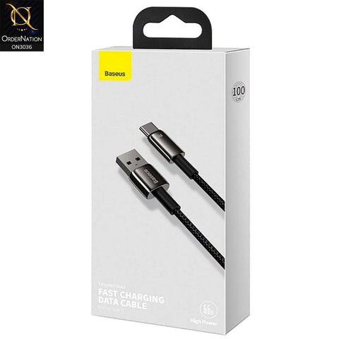 Baseus 66W USB To Type-C Fast Charging Cable 5A 2 Meter - Black