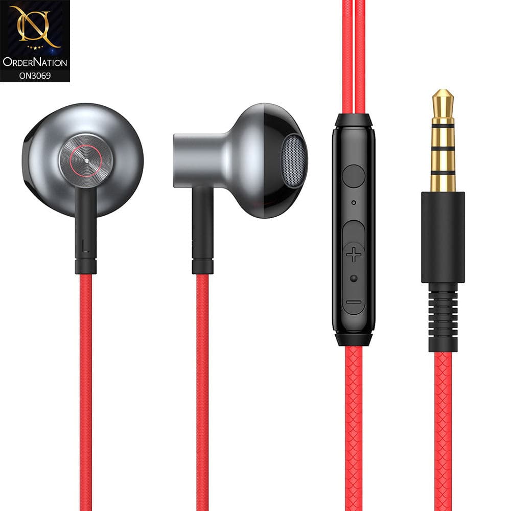 Red - Baseus Encok 3.5mm Wired Handsfree H19
