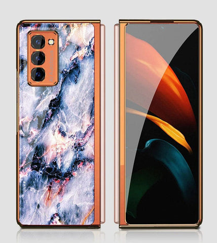 Samsung Galaxy Z Fold 2 5G Cover - Colorful Marble Series - Premium Electroplated Infinity Ultra Shine Glass Soft Silicon Borders Case