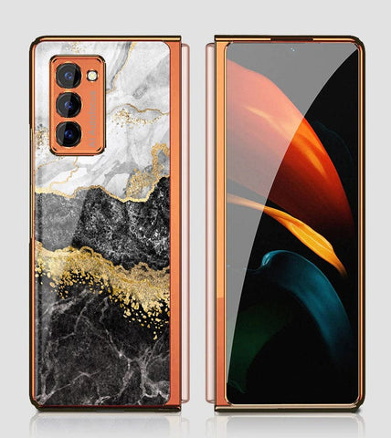Samsung Galaxy Z Fold 2 5G Cover - Colorful Marble Series - Premium Electroplated Infinity Ultra Shine Glass Soft Silicon Borders Case