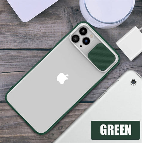 iPhone 11 Pro Cover - Green - Translucent Matte Shockproof Camera Slide Protection Case