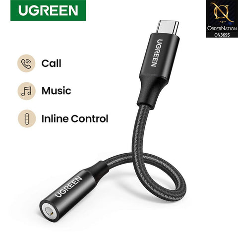 Black - Ugreen Type c to 3.5mm Headphone jack 3.5 AUX USB C Cable Audio USB C Adapter