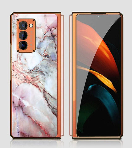 Samsung Galaxy Z Fold 2 5G Cover - Colorful Marble Series - Premium Electroplated Infinity Ultra Shine Glass Soft Silicon Borders Case