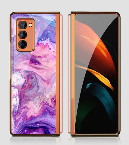 Samsung Galaxy Z Fold 2 5G Cover - Colorful Marble Series - Premium Electroplated Infinity Ultra Shine Glass Soft Silicon Borders Case