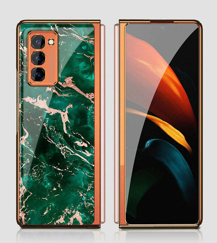 Samsung Galaxy Z Fold 2 5G Cover - Colorful Marble Series - Premium Electroplated Infinity Ultra Shine Glass Soft Silicon Borders Case