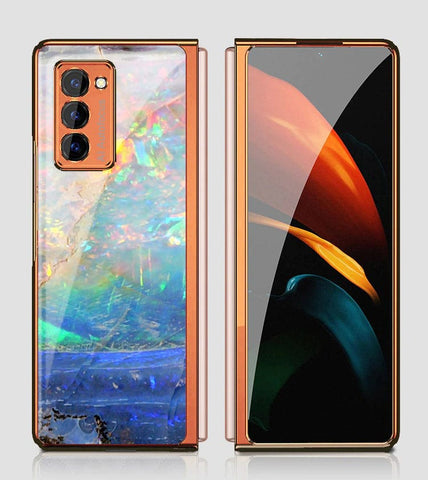 Samsung Galaxy Z Fold 2 5G Cover - Colorful Marble Series - Premium Electroplated Infinity Ultra Shine Glass Soft Silicon Borders Case