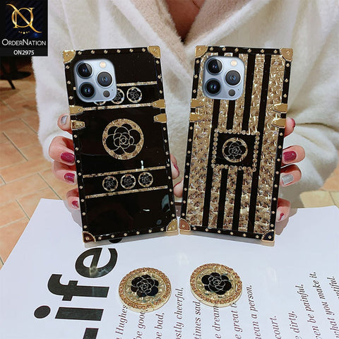 Vivo Y33T Cover - Design 2 - 3D illusion Gold Flowers Soft Trunk Case With Ring Holder