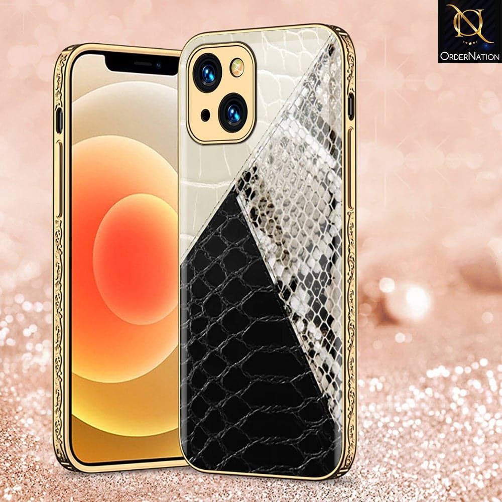 iPhone 13 Cover - Pnted Skins Series - D125 - Premium Elriectroplated Infinity Ultra Shine Glass Soft Silicon Borders Case ( Fast Delivery )