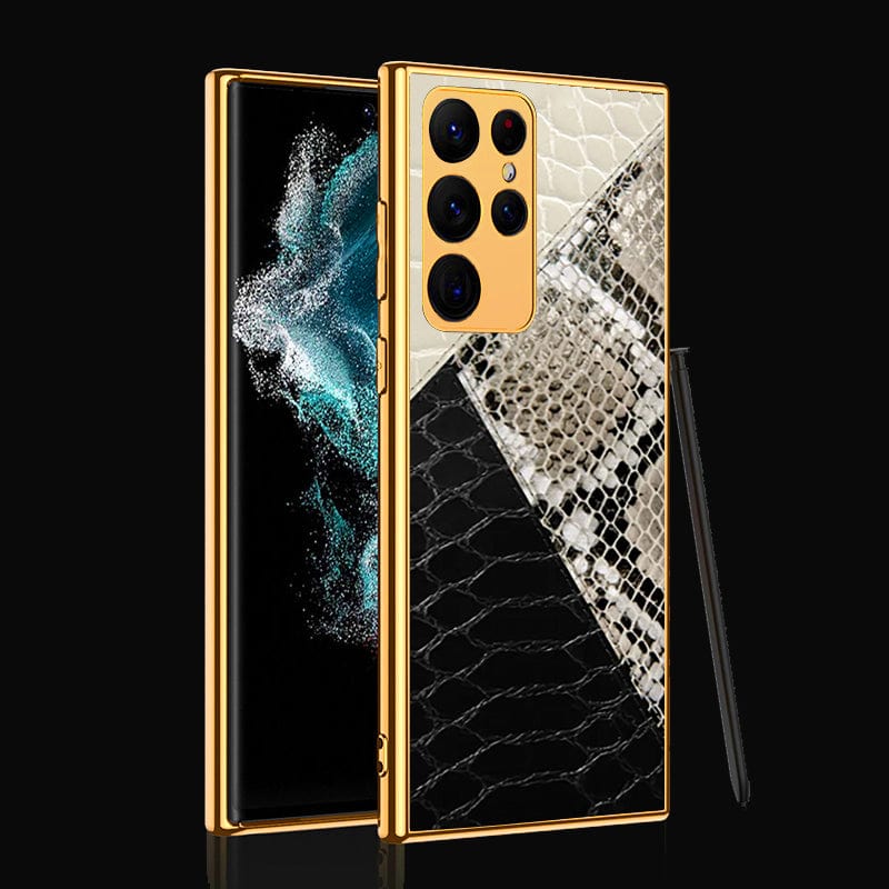 Samsung Galaxy S22 Ultra 5G Cover- Printed Skins Series - Premium Electroplated Infinity Ultra Shine Glass Soft Silicon Borders Case