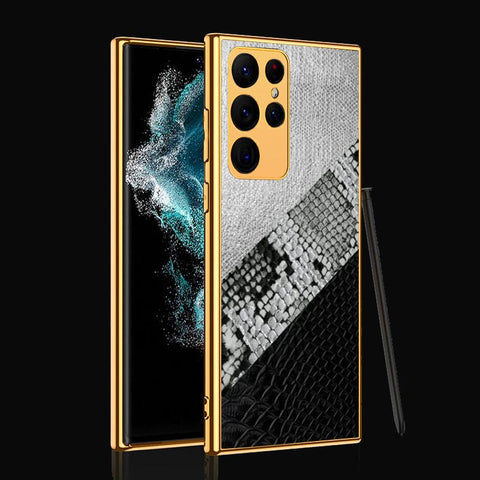 Samsung Galaxy S22 Ultra 5G Cover- Printed Skins Series - Premium Electroplated Infinity Ultra Shine Glass Soft Silicon Borders Case