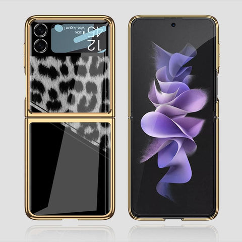 Samsung Galaxy Z Flip 3 5G Cover - Printed Skins Series - Premium Electroplated Infinity Ultra Shine Glass Soft Silicon Borders Case