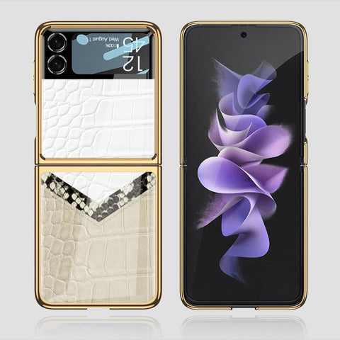 Samsung Galaxy Z Flip 3 5G Cover - Printed Skins Series - Premium Electroplated Infinity Ultra Shine Glass Soft Silicon Borders Case