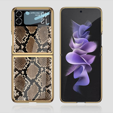 Samsung Galaxy Z Flip 3 5G Cover - Printed Skins Series - Premium Electroplated Infinity Ultra Shine Glass Soft Silicon Borders Case