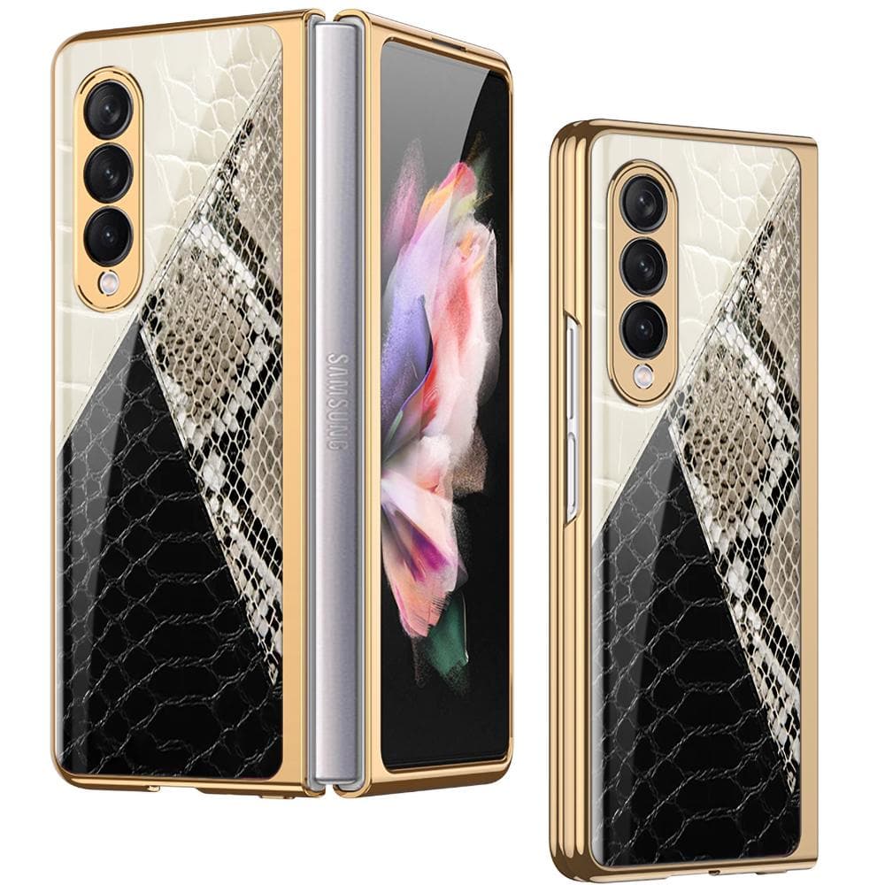 Samsung Galaxy Z Fold 3 5G Cover - Printed Skins Series - Premium Electroplated Infinity Ultra Shine Glass Soft Silicon Borders Case