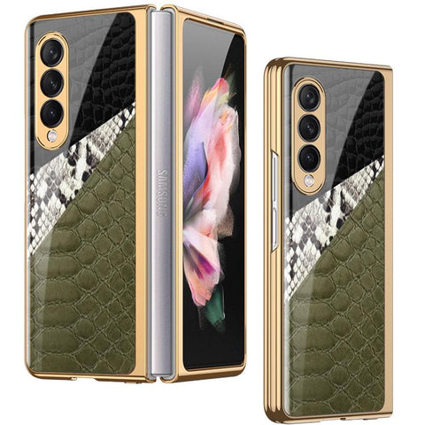 Samsung Galaxy Z Fold 3 5G Cover - Printed Skins Series - Premium Electroplated Infinity Ultra Shine Glass Soft Silicon Borders Case