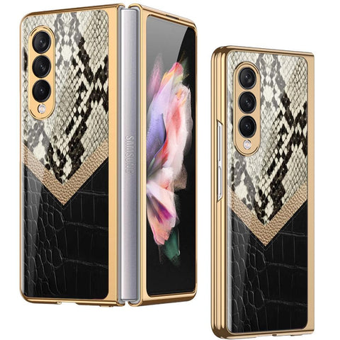 Samsung Galaxy Z Fold 3 5G Cover - Printed Skins Series - Premium Electroplated Infinity Ultra Shine Glass Soft Silicon Borders Case