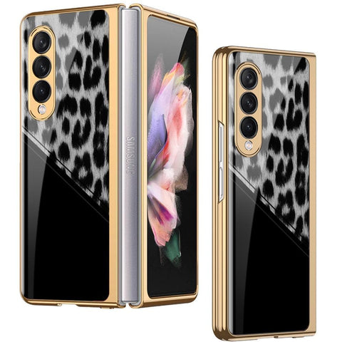 Samsung Galaxy Z Fold 3 5G Cover - Printed Skins Series - Premium Electroplated Infinity Ultra Shine Glass Soft Silicon Borders Case