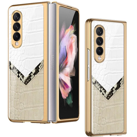 Samsung Galaxy Z Fold 3 5G Cover - Printed Skins Series - Premium Electroplated Infinity Ultra Shine Glass Soft Silicon Borders Case