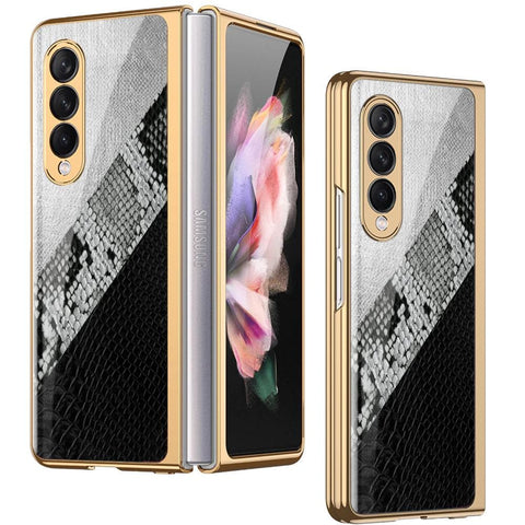Samsung Galaxy Z Fold 3 5G Cover - Printed Skins Series - Premium Electroplated Infinity Ultra Shine Glass Soft Silicon Borders Case