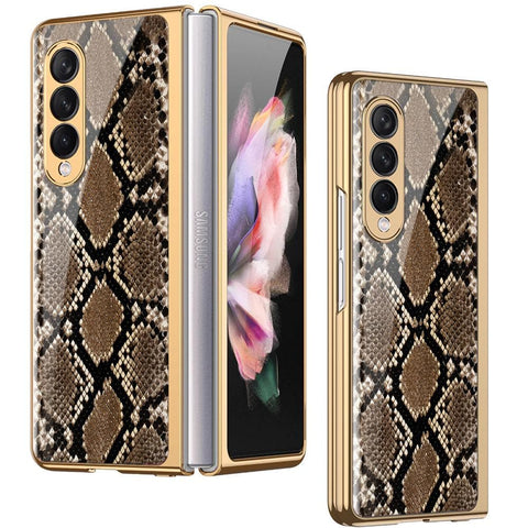 Samsung Galaxy Z Fold 3 5G Cover - Printed Skins Series - Premium Electroplated Infinity Ultra Shine Glass Soft Silicon Borders Case