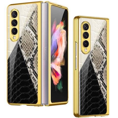 Samsung Galaxy Z Fold 4 5G Cover- Printed Skins Series - Premium Electroplated Infinity Ultra Shine Glass Soft Silicon Borders Case