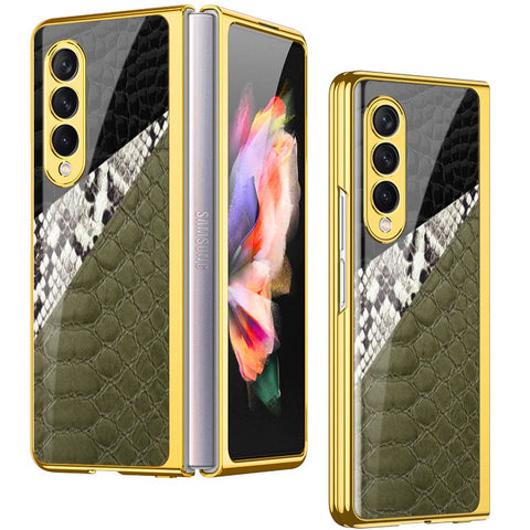 Samsung Galaxy Z Fold 4 5G Cover- Printed Skins Series - Premium Electroplated Infinity Ultra Shine Glass Soft Silicon Borders Case