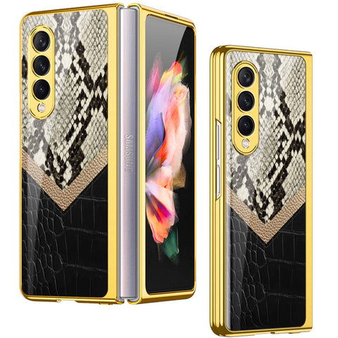 Samsung Galaxy Z Fold 4 5G Cover- Printed Skins Series - Premium Electroplated Infinity Ultra Shine Glass Soft Silicon Borders Case