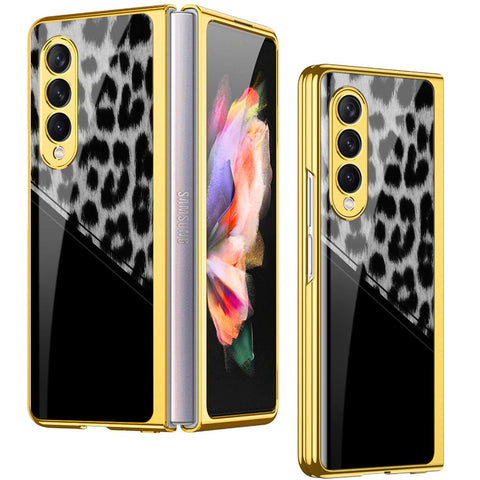 Samsung Galaxy Z Fold 4 5G Cover- Printed Skins Series - Premium Electroplated Infinity Ultra Shine Glass Soft Silicon Borders Case