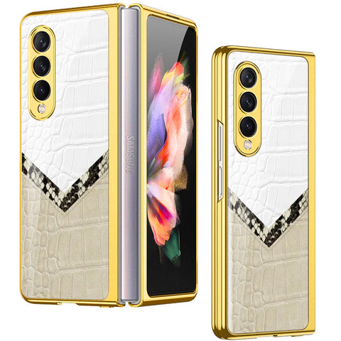 Samsung Galaxy Z Fold 4 5G Cover- Printed Skins Series - Premium Electroplated Infinity Ultra Shine Glass Soft Silicon Borders Case