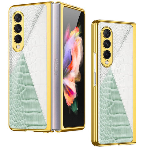 Samsung Galaxy Z Fold 4 5G Cover- Printed Skins Series - Premium Electroplated Infinity Ultra Shine Glass Soft Silicon Borders Case