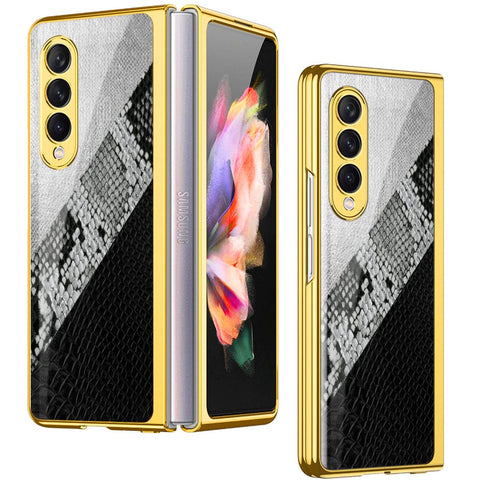 Samsung Galaxy Z Fold 4 5G Cover- Printed Skins Series - Premium Electroplated Infinity Ultra Shine Glass Soft Silicon Borders Case