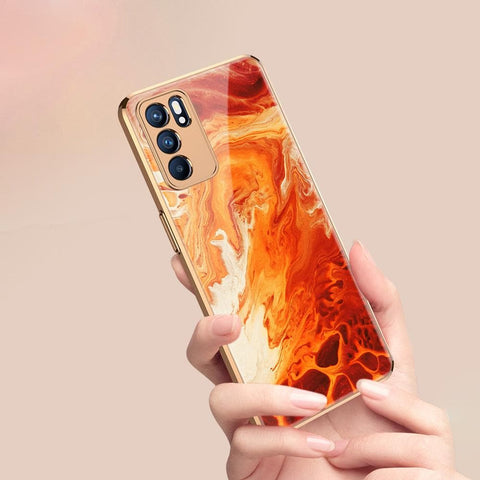 Oppo Reno 6 Pro 5G Cover - Mystic Marble Series - Premium Electroplated Infinity Ultra Shine Glass Soft Silicon Borders Case