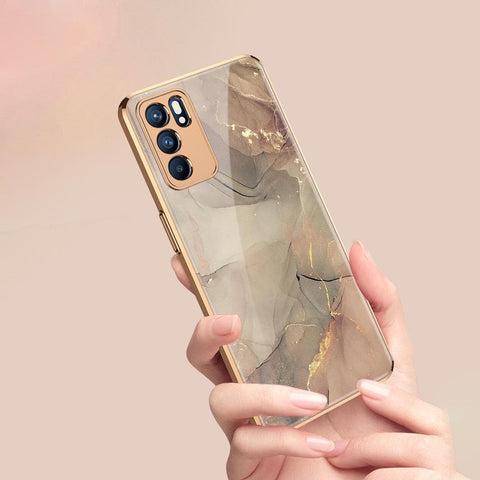 Oppo Reno 6 Pro 5G Cover - Mystic Marble Series - Premium Electroplated Infinity Ultra Shine Glass Soft Silicon Borders Case
