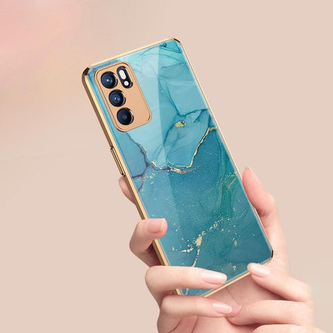 Oppo Reno 6 Pro 5G Cover - Mystic Marble Series - Premium Electroplated Infinity Ultra Shine Glass Soft Silicon Borders Case