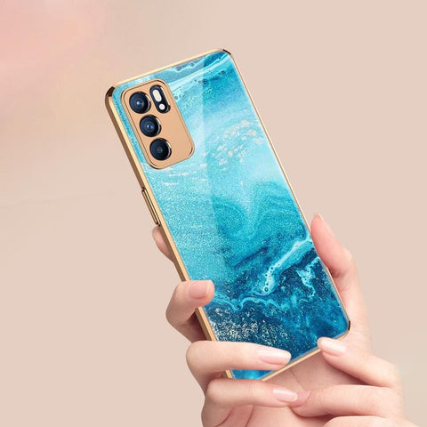 Oppo Reno 6 Pro 5G Cover - Mystic Marble Series - Premium Electroplated Infinity Ultra Shine Glass Soft Silicon Borders Case