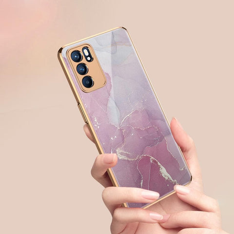 Oppo Reno 6 Pro 5G Cover - Mystic Marble Series - Premium Electroplated Infinity Ultra Shine Glass Soft Silicon Borders Case