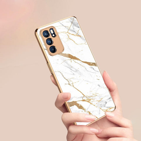 Oppo Reno 6 Pro 5G Cover - Mystic Marble Series - Premium Electroplated Infinity Ultra Shine Glass Soft Silicon Borders Case
