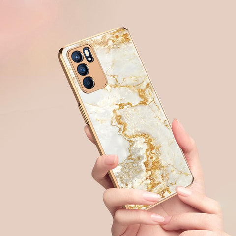 Oppo Reno 6 Pro 5G Cover - Mystic Marble Series - Premium Electroplated Infinity Ultra Shine Glass Soft Silicon Borders Case