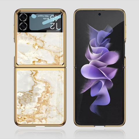 Samsung Galaxy Z Flip 3 5G Cover - Mystic Marble Series - Premium Electroplated Infinity Ultra Shine Glass Soft Silicon Borders Case